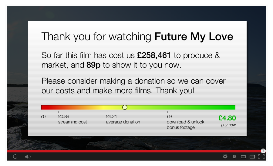 Player for donating to a film as you watch it